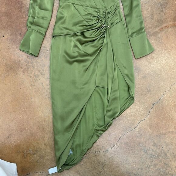 Nicholas Women's Green Josefa V-Neck Long Sleeve Midi Dress 2 - Picture 4 of 12